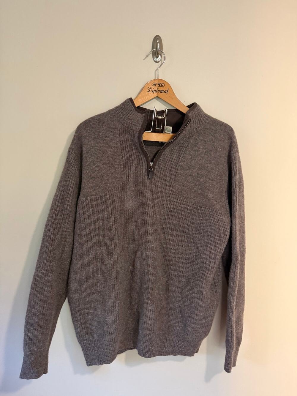 LL Bean Waterfowl Sweater Men XL 1/4 Zip Pullover Merino Lambswool Fisherman